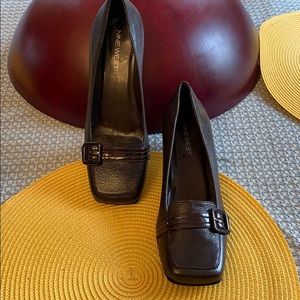 Brown Squared Toed Heels one inch